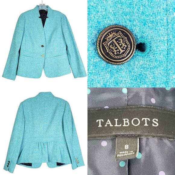 Talbots Jackets & Blazers - Talbots Blazer Women's Wool Long Sleeve Lined Jacket Blue Teal Size 8